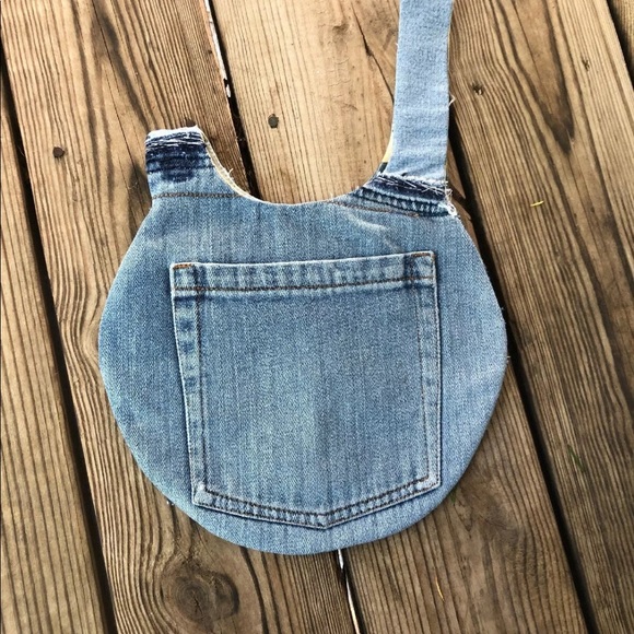 Upcycled Denim Jeans Japanese Knot Wristlet/Bag - Picture 3 of 8